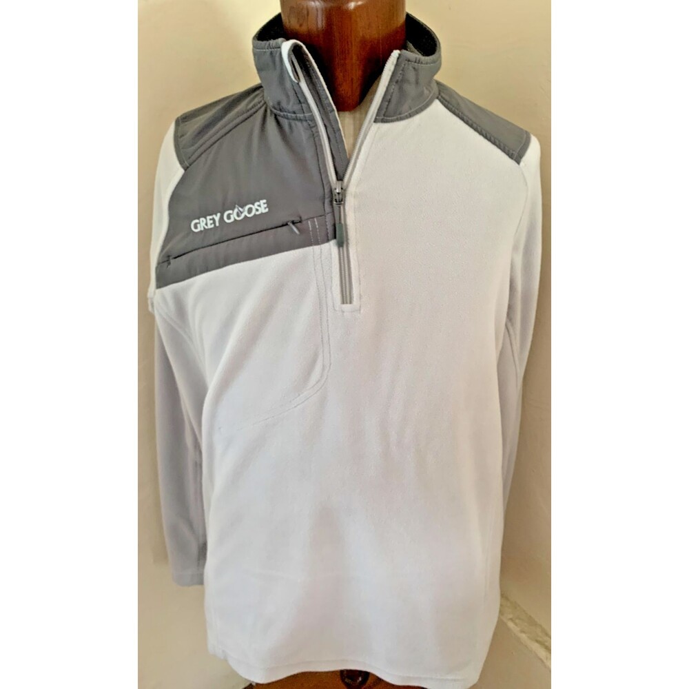 Grey Goose Vodka Men's 2 Tone Gray 1/4 Zip Fleece Swear Bird Logo Size Large